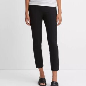 VINCE Stitch Front Seam Ponte Leggings Black Side Zip Back Ankle Size L $295
